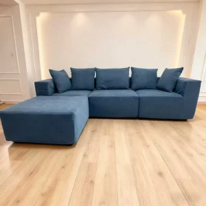 Tufted Modular Fabric Foam-Filled 3-Seater Sectional Sofa Set Corner Unit for Hotels and Living Rooms