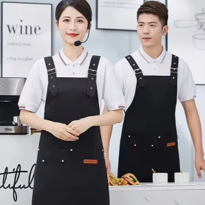 Twill Fabric Chefs Uniform Canvas Apron with Pockets Polyester Material Available in Multiple Colors