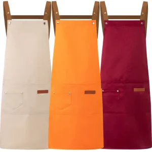 Twill Kitchen Apron Custom Embroidered Logo Apron Full length Apron Metal Buckle Adjustable Apron