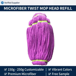 Twisted Microfiber Mop Head Replacement Refill 150g 200g 250g Customizable Color for Easy Squeeze Twist Floor Mop