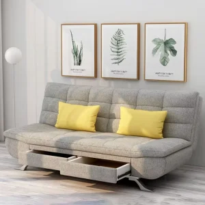 Two-Seat Modern Fabric Sleeper Sofa Bed with Sponge Filling and Storage Drawers