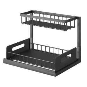 Two-Tier Slide-Out Under-Sink Organizer for Kitchen and Bathroom