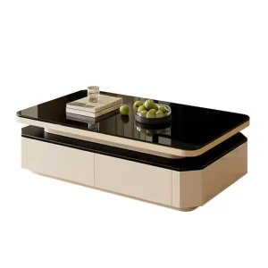 Two-Tone Coffee Table with Sintered Stone Top and Soft-Close Drawers