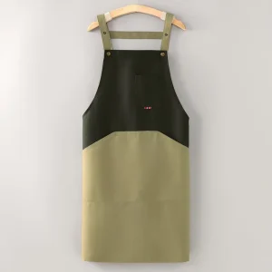 Two Tones Patchwork Canvas Apron Work Apron Kitchen Cooking Baking Apron