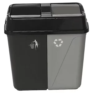 Two compartment Plastic Swing top Waste Bin Large Size for Household Kitchen Office Use