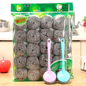 UCO Metal Kitchen Scrubbing Sponges Dishwashing Scouring Pads Stainless Steel Round Scrubbers Cleaning Dish Steel Wool Scrubber