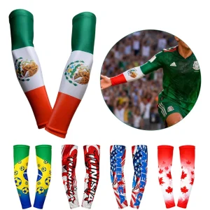 US Canada Mexico World Soccer Cup Themed Football Team National Flag Sunscreen Oversleeve Fan Cheering Arm Sleeves
