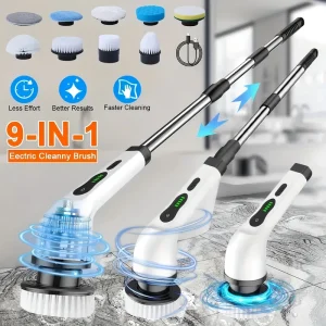 USB 9 in 1 Electric Scrubber Multifunctional Handheld ABS Cleaning Tool Cordless and Energy Saving