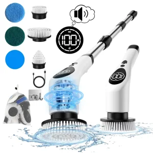 USB Rechargeable Electric Cleaning Brush Spin Scrubber IPX6 Waterproof Retractable Long Handle Power Scrubber Cleaner