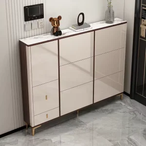 Ultra-Thin Wood Shoe Cabinet with Flip Seat Bench Eco-Friendly Living Room Storage for Villa and Hotel