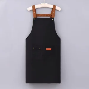 Uniform Sleeveless Washable Polyester Kitchen Cooking Baking Bib Chef Apron for Woman Men with Pockets