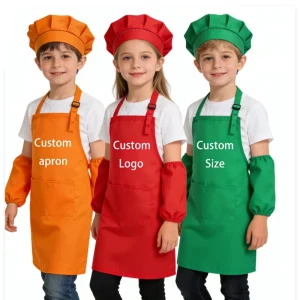 Unisex Adjustable Shoulder Strap Cooking Bib Kids Apron with Chef Hat Sleeveless Kitchen Polyester for Kids and Adults