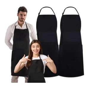Unisex Apron Thickened Work Home Kitchen Apron Dirt resistant Women Men Black Coffee Apron with Custom Pocket