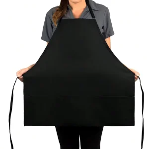 Unisex Black Color Apron Adjustable and Waterproof With 3 Pockets Suitable for Chef Cooking BBQ