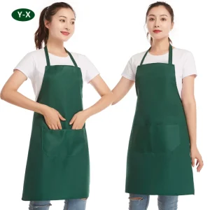 Unisex Cooking Kitchen Restaurant Work Aprons for Men and Women With Pockets Plain Black Chef Waiter Apron Custom Logo