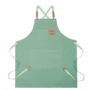 Unisex Cotton Canvas Adjustable Cross Back Bib Apron Pockets Good Quality Sleeveless for Woodworking Garden Art Food Washable