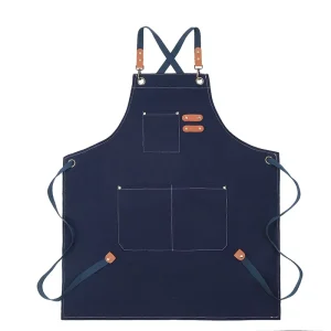 Unisex Cotton Canvas Bib Apron Good Quality Sleeveless Adjustable Cross Back Pockets Durable for Cleaning Woodworking Garden Art