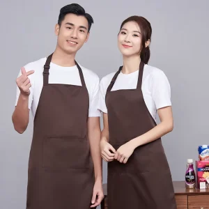 Unisex Cross Back Apron Woven Fabric Adjustable and Durable Chef Uniform for Hotel Kitchen Restaurant Workwear