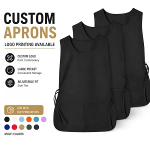 Unisex Double Sided Cobbler Apron Pockets Polyester Woven Fabric Digital Print Custom Apron for Restaurant Bar Use Cleaning