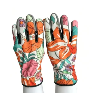 Unisex Floral Gardening Gloves Microfiber Palm Thorn Resistant Breathable Anti slip Half Finger UV Protection Cycling Garden