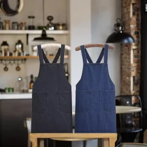 Unisex Jeans Long Denim Fashionable Garden Restaurant Cafe Chef Apron for Men and Women