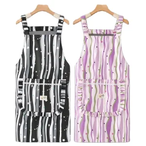 Unisex Korean Polyester Apron for Kitchen Cooking Waterproof Oil&Stain Resistant Easy Clean Loose Comfortable Wear Resistant