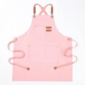 Unisex Polyester Cotton Canvas Adjustable Bib Apron Cross Back with Pockets for Woodworking Garden or Art Washable