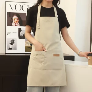 Unisex Sleeveless Chef Waiter Apron with Pockets Durable Reusable Custom Logo for Restaurants Factory Direct