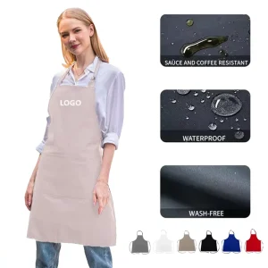 Unisex Waiter Adjustable Big Pocket Apron Kitchen Cleaning Waterproof Antifouling Chef Apron