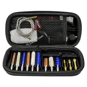 Universal Gun Cleaning Kit OX Cloth Coated Case with Zip Brass Brushes Cotton Mops Nylon Brushes Brass Jags 5 Rods 1 PCS