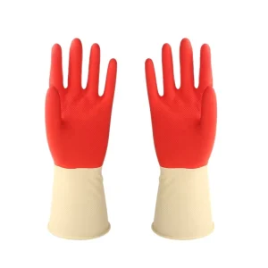 Unlined Household Gloves 50g Bi-color Latex Rubber Material with CE ROHS Certificate for Reusable Cleaning and Dish Washing