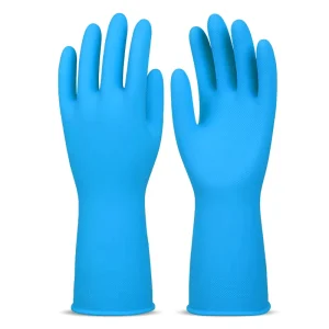 Unlined Medium Weight Latex Dipped Chemical Resistant Waterproof Non-slip for Kitchen Janitorial Rubber Cleaning Gloves