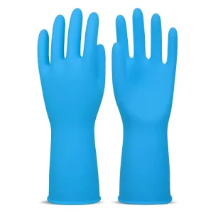 Unlined Medium Weight Latex Dipped Chemical Resistant Waterproof Non-slip for Kitchen Janitorial Rubber Cleaning Gloves
