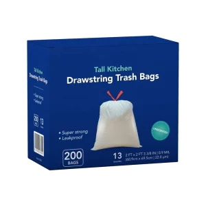 Unscented 13 Gal Tall Kitchen Trash Bags Pre Separated Ultra Strong Leakproof Sturdy Drawstring Garbage Bags Bin Liners