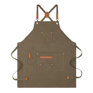 Upgraded Heavy Polyester Cotton Canvas Kitchen Chef Apron with Logo Custom Size Cross-Back Apron