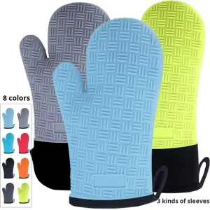 Upgraded Thickened Microwave Oven Gloves Print Cotton Silicone Baking Heat Insulation Household Baking Oven Mitts