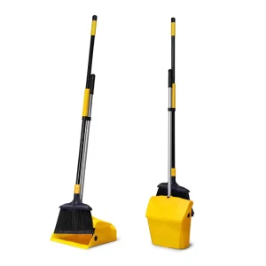 Upright Stand Up Heavy Duty Broom and Dustpan Set Long Handle for Courtyard Garage Lobby Mall Market Floor