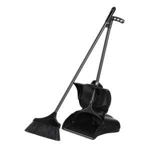 Upright Stand Windproof Sweep Set Plastic Broom Dustpan Set for Home Kitchen Lobby Office Easy Cleaning Feature Bristle Broom