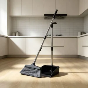 Upright Standing Home Floor Cleaning Sweeper Plastic Broom with Long Handle, PP Material, Broom and Dustpan Set