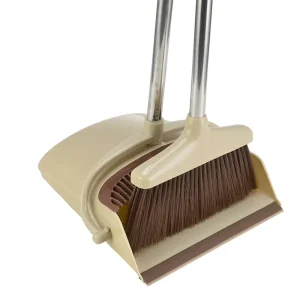 Upright Standing Modern Home Floor Cleaning Sweeper PP Broom with Metal Handle Durable Soft Bristles 45in Dustpan Set