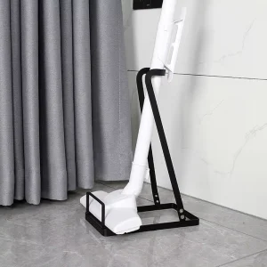 Upright Vacuum Cleaner Storage Rack Floor Standing Organizer Drill Free Metal Single Tier Movable Vacuum Holder Mop Hanging Rack