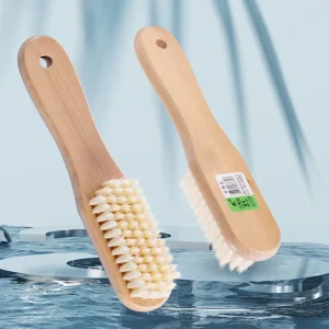Utility Home Cleaning Scraper Dust Remover Stiff Bristles Hand Held Scrub Brush Plastic Body with Wooden Shoe Cleaning Feature