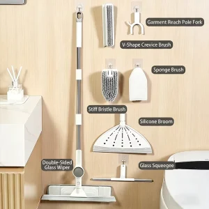 V Shape Bathroom Floor Corner Crevice Cleaning Brush Kit With Attachments 7 In 1