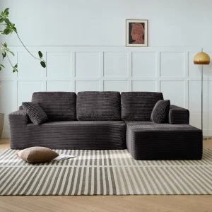 Vacuum-Compressed L-Shaped Convertible Sofa Bed Sectional