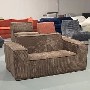 Vacuum Compressed Tofu Block Corduroy Pure Sponge Square Sectional Set Apartment Living Room Durable Eco Friendly Fabric Sofa