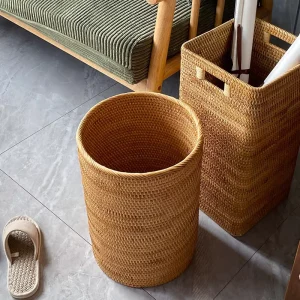 Vietnamese Rattan Hand woven Nordic Style Multifunction Storage Bucket Large Bedrooms Living Rooms Toys Dirty Clothes