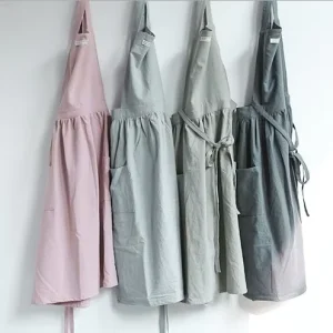 Vintage Apron Pinafore Dress Work Painting Overalls Women Girls Cute Cotton Kitchen Cooking Apron with Pockets