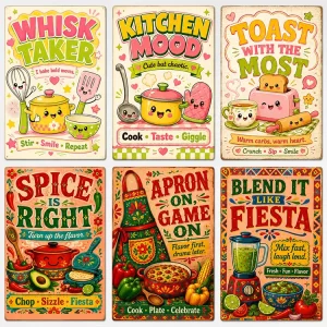Vintage Cute Fiesta Kitchen Tin Sign Retro Metal Sign Old Fashioned Home Kitchen Restaurant Wall Poster Metal Sign