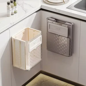 WANUO Foldable Hanging Trash Can Car Trash Can Plastic Wall-mounted Waste Bins