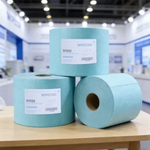 WIPESTAR Low Dust Nonwoven Cloths Jumbo Cleaning Roll 55% Wood Pulp 45% Polyester Durable 68gsm Industrial Multi Purpose Wipes
